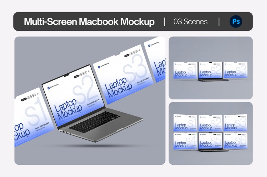 多屏 MacBook 模型集
