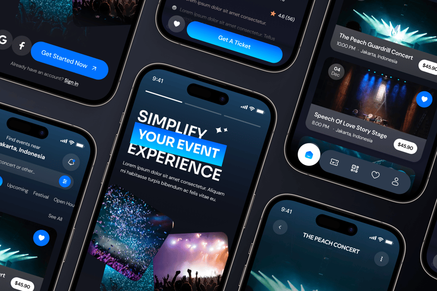 Feastival – 活动预订应用程序移动 UI 套件