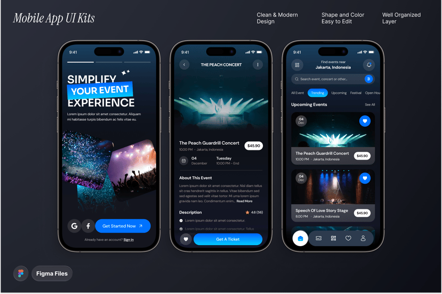 Feastival – 活动预订应用程序移动 UI 套件