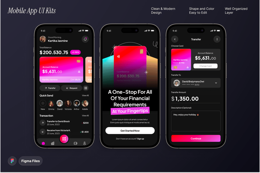 金融与支付移动应用程序 UI 套件
