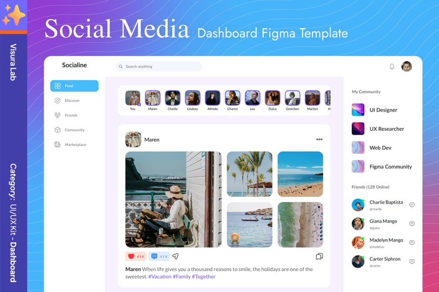 社交媒体仪表板 Figma 模板