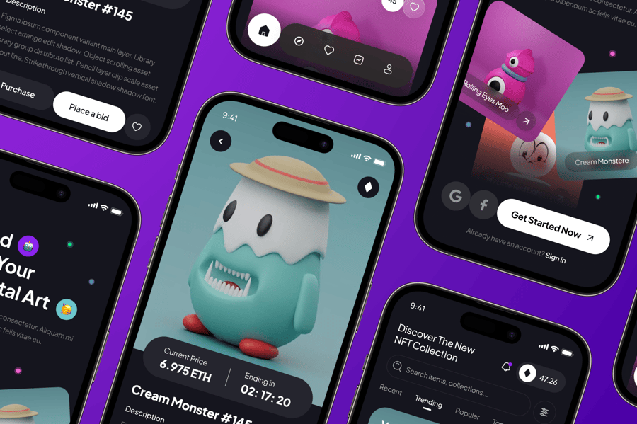 区块链艺术市场移动应用程序 UI 套件