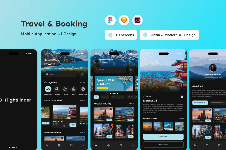 FlightFinder – 旅行和预订移动应用程序