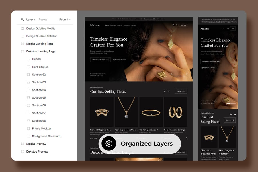 Meliana – 奢华珠宝登陆页面