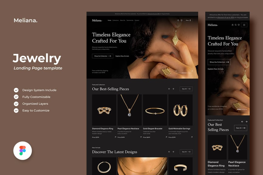 Meliana – 奢华珠宝登陆页面