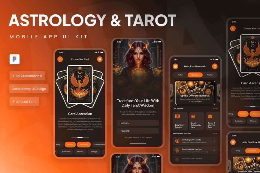 占星术和塔罗牌应用程序 UI 套件