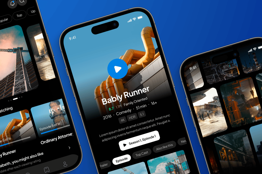 电影和电视流媒体移动应用程序 UI 套件