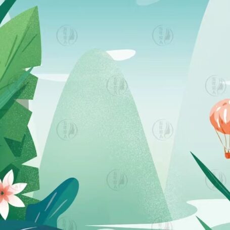 196款小清新传统春天绿色风景插画背景