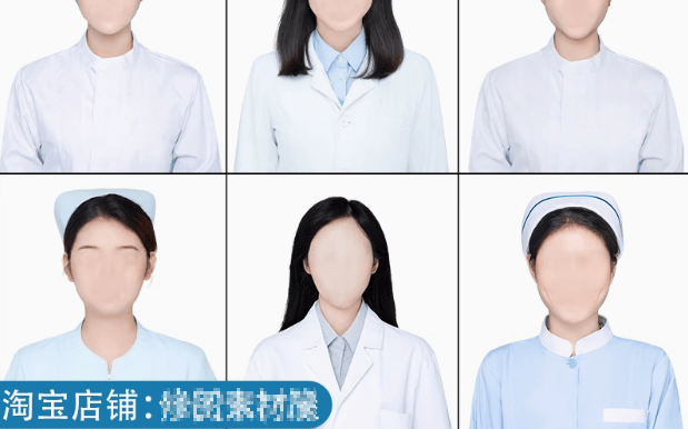护士职业证件照换脸PSD素材，护士医疗职业证件照素材