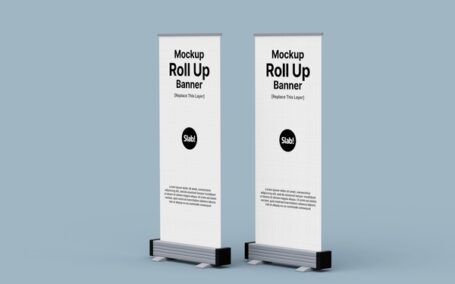 易拉宝展架自动卷起横幅海报样机