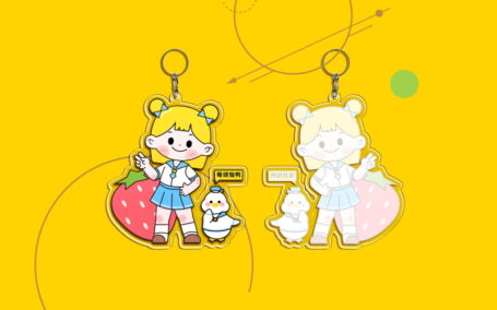 简约卡通艺术文创异形亚克力透明挂件钥匙扣样机