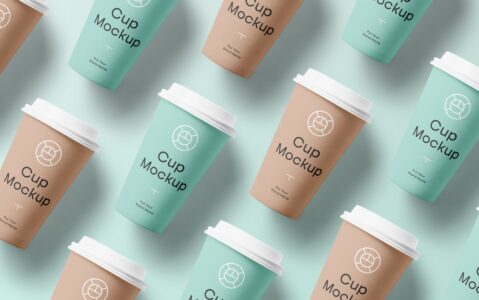 咖啡店品牌包装样机纸袋纸杯名片手提袋杯子样机