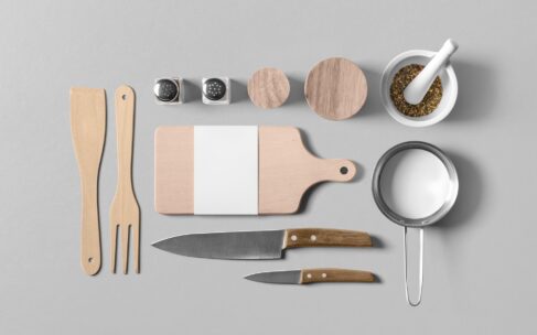 餐饮厨房用品VI样机提案效果图展示VI智能贴图样机