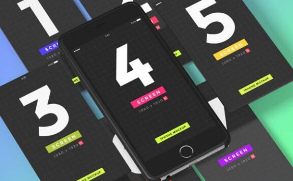 好用的透视角度的iPhone APP界面UI设计展示模型下载
