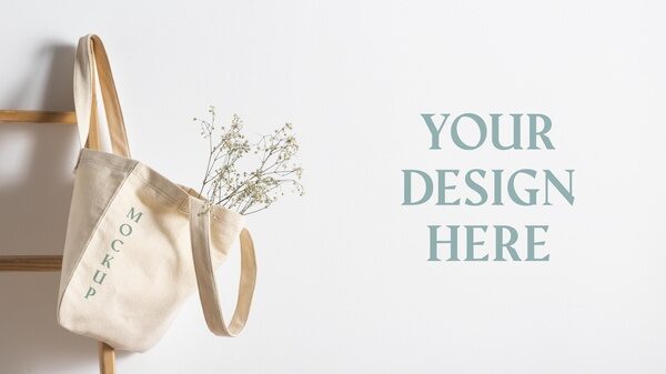 卡其色棉麻手提袋布袋样机