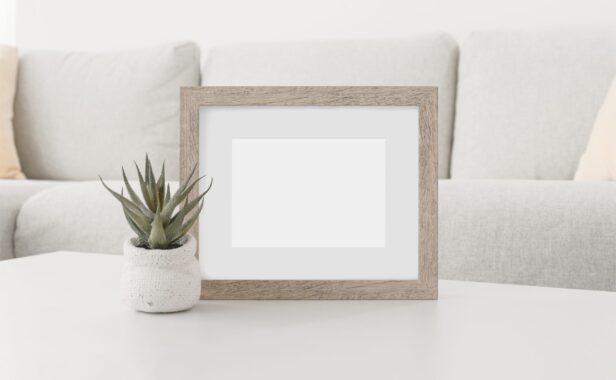 实木相框木头照片画框提案效果图展示智能贴图样机