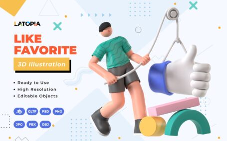 喜欢最喜欢的 3D插画 (JPG,PNG,PSD,Blend,FBX,OBJ)