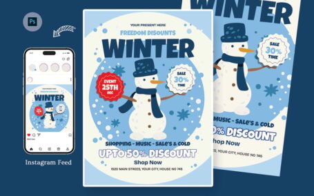 冬季销售日传单模板 (PSD)