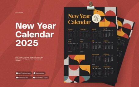 黑色几何-2025日历 (AI,EPS,PSD)