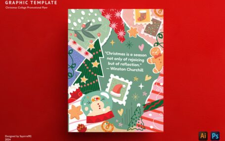 圣诞拼贴宣传传单海报 (AI,EPS,PSD)