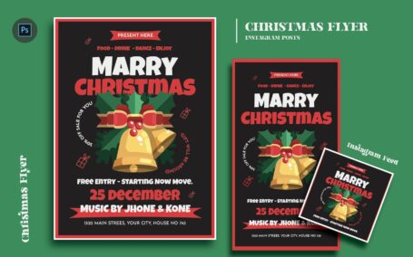 圣诞问候日传单模板 (PSD)