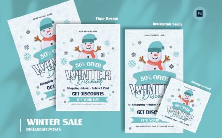 高尔夫冬季销售日传单模板 (PSD)