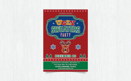 丑陋的毛衣圣诞活动海报 (PSD)