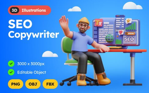 SEO 文案 3D 插图 (obj,fbx)