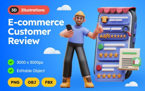 电子商务客户评论 3D 插图 (obj,fbx)