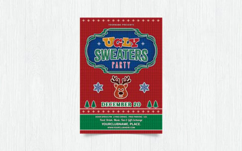 丑陋的毛衣圣诞活动海报 (PSD)
