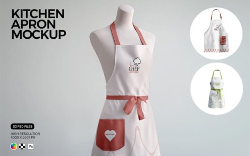 厨房围裙模型与人台模型样机 (PSD)