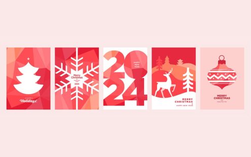 圣诞节和新年贺卡 (EPS,JPG)