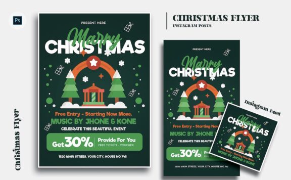 圣诞节传单模板 (PSD)