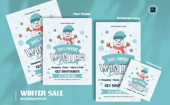 高尔夫冬季销售日传单模板 (PSD)