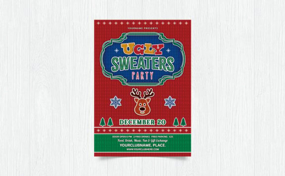丑陋的毛衣圣诞活动海报 (PSD)