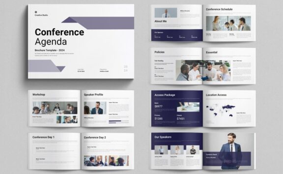 会议议程模板画册模版 (INDD)