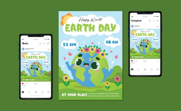 地球日传单海报模板 (AI,EPS)