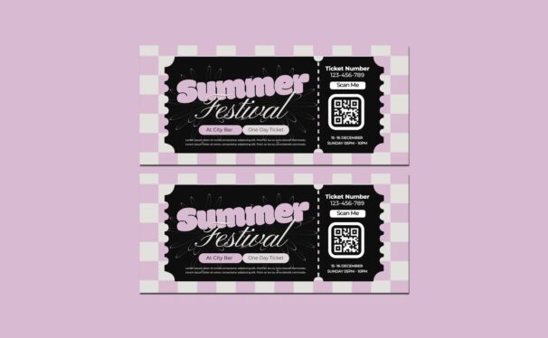 夏季音乐节极简门票 (PSD)