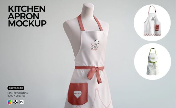 厨房围裙模型与人台模型样机 (PSD)