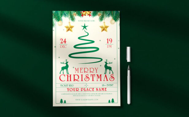 圣诞快乐传单模板海报模板 (PSD)