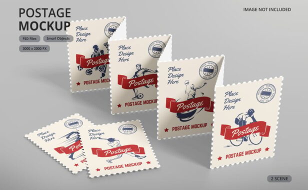 邮票设计展示样机 (PSD)