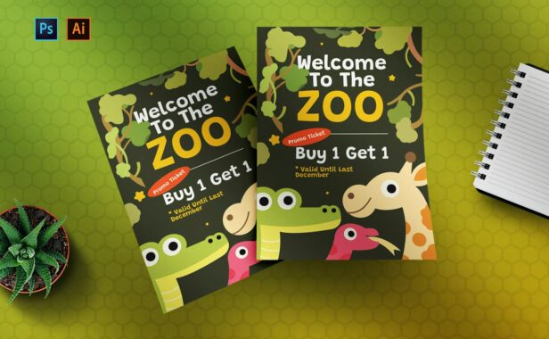 动物园 – 宣传海报模板 (AI,EPS,PSD)