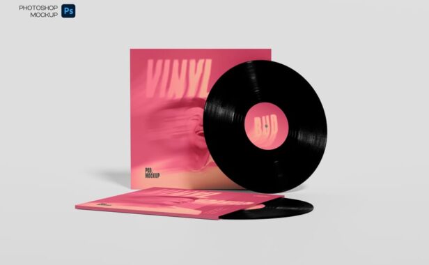 黑胶唱片设计包装样机样机 (PSD)