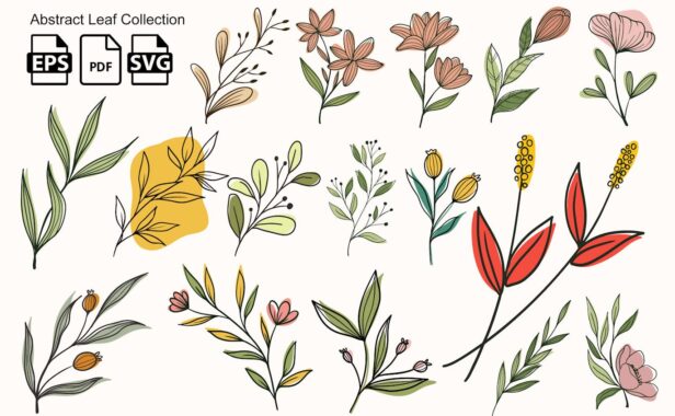 抽象叶子集合 (EPS,PDF,SVG)