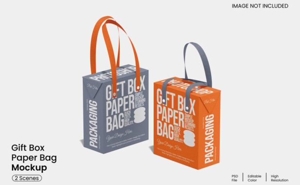 礼品盒纸袋模型样机 (PSD)