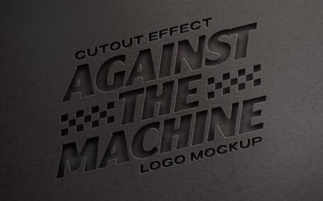 切割纸风格LOGO徽标模型样机 (PSD)