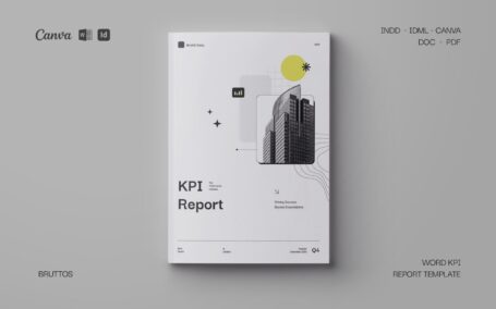 极简 KPI 报告文档 (INDD,PDF,DOCX)