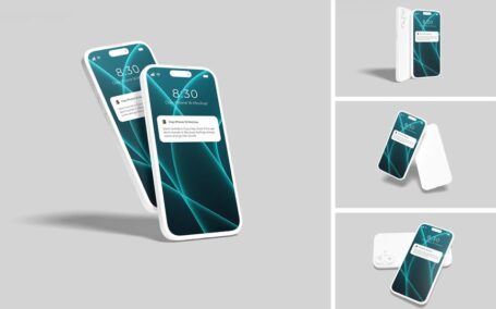 iPhone 16粘土手机模型样机 (PSD,PDF)