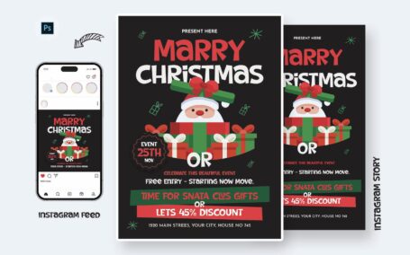 查理圣诞节传单海报模版 (PSD)