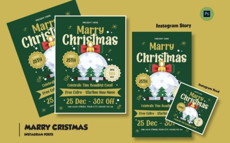 纸杯蛋糕圣诞节传单海报模版 (PSD)